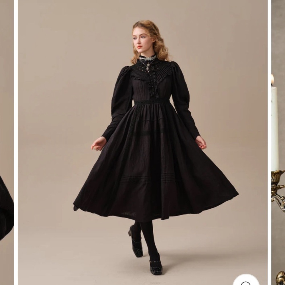 Linennaive Mary 18 Victorian inspired linen dress black